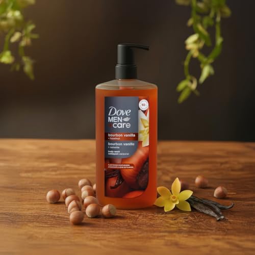 Unilever DOVE MEN Bourbon Vanilla + Hazelnut Moisturizing Body Wash | #1 Dermatologist Body Wash for Men, Sulfate Free, Paraben Free, & Dye Free | 26oz