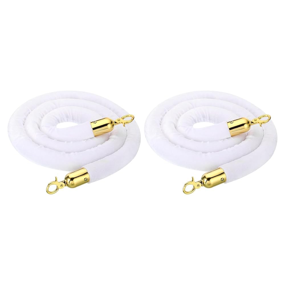 Cordes en velours blanc pour barrière VIP haut de gamme aux finitions métalliques dorées