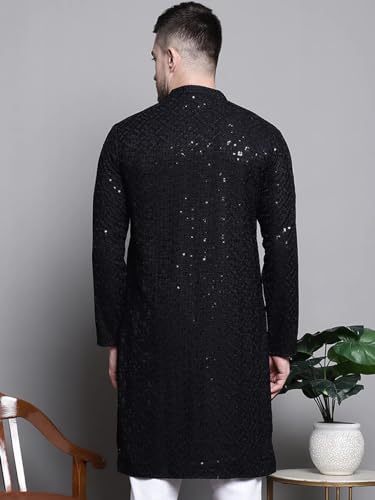 Image of Lucknow Chikan Men's White Pure Cotton Kurta Pajama Set, Full Booty