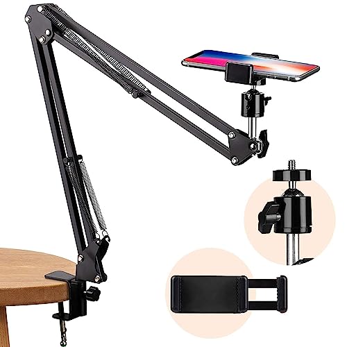 Cover Factory Overhead Video Mobile Stand For Mobile, Camera, Tablet | Adjustable 360 degree Mount | Metal Long Lazy Arm and Bracket for Video Recording, Streaming Video, Office, Video Making, Youtuber ,Reels ,Online Teaching, Study (Overhead Movable Table Stand)