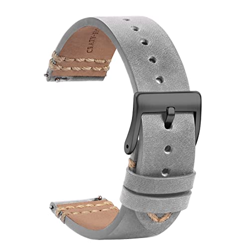 Bracelet de montre en cuir noir 20mm TStrap interchangeable