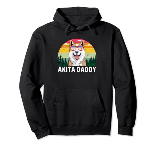 Retro Akita Dog Daddy For Dad Vintage Día del Padre Sudadera con Capucha