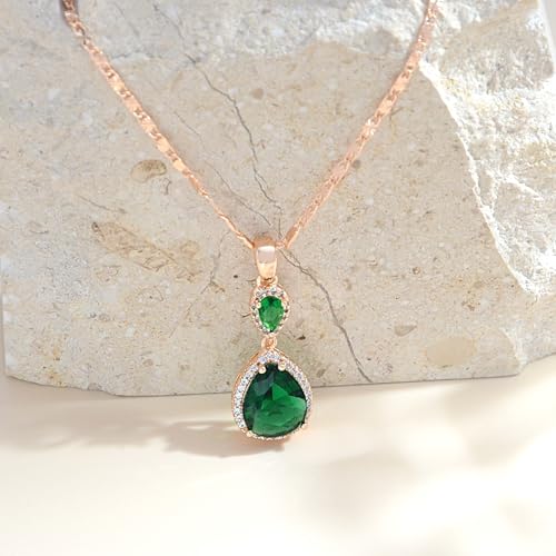 Blue/Green/Red/Purple/White Waterdrop Cubic Zirconia Gamstone Pendant Necklace for Women for Gift.4