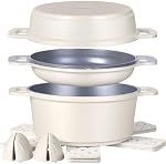 Ammeloo Céramique Pots et Pans ensemble non-colle, Kits de cuisine antiadhésif, Pots à poignée amovibles et casseroles, PFAS Gratuit. Space Sauvetage, induction & Lave-vaisselle Coffre-fort, pour petite cuisine, Appartement, RV