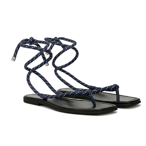 Image of Rope Flat Sandals for Women Strappy Open Toe Thong Sandals Summer Slingback Slip On Slide Sandals with Adjustable Strap