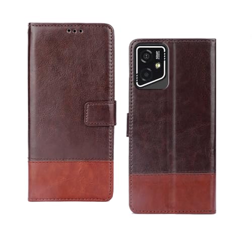 Image of amazon basics Lava Yuva Star 2 5G Flip Cover | Card Pockets Wallet & Stand | Flip Cover for Lava Yuva Star 2 5G (Coffee and Tan)