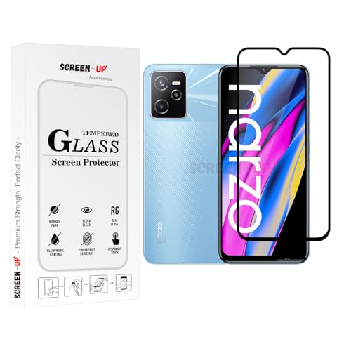 Image of ScreenUp Tempered Glass For Realme Narzo 50A Prime - Ultra Clear, 9H Scratch Resistant, Full Coverage, Easy Install Screen Protector