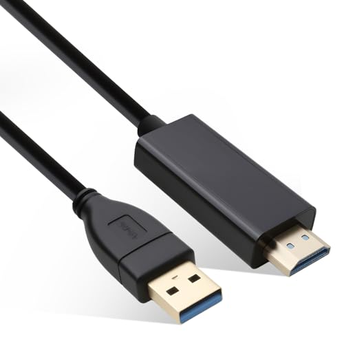 Velozym Câble USB 3.0 vers HDMI, 2.0M, USB 3.0/2.0 vers HDMI Mâles, Connecteur 1080p Full HD pour Moniteur, pour PC, Ordinateur Portable, HDTV, Compatible...