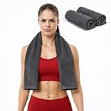 EOC Evolution of Cotton Sports Towel - Double Pack (2 Pieces), 12'x51', Dark Gray, 100% Cotton - Oeko-Tex Certified, Very Absorbent and Quick-Drying, for Fitness, Gym and Yoga