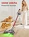 Cordless Vacuum Cleaner, 580W 48Kpa 65Mins Vacuum Cleaners for Home, Self-Standing Stick Vacuum with Auto Scrapping Dust Tech, Low Noise Rechargeable Cordless Vacuum for Hardfloor, Carpets, Pet Hair