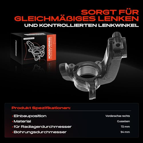 Achsschenkel Vorne Rechts für A1 8X Polo 6R 6C 9N 9A4 Fabia I 6Y2 6Y3 6Y5 Rapid NH1 NH3 Roomster 5J 1999-2019 6Q0407255S