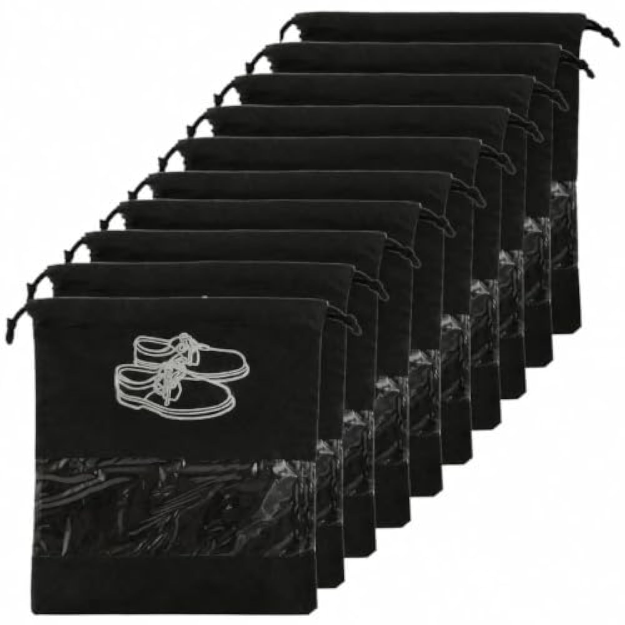 10 Pack Travel Shoe Bags with Clear Window