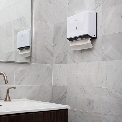Mind Reader Paper Towel Dispenser, Tri-Fold Towel Holder, Restroom, Wall Mount, Bathroom, 10.25\"L x 3.75\"W x 8\"H, White - Thumbnail 6