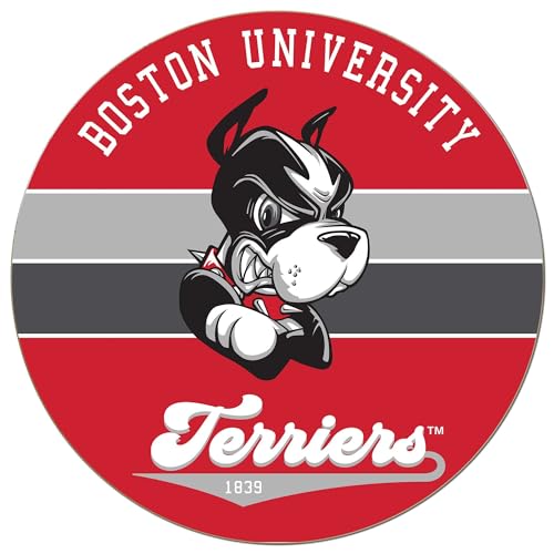 KH Sports Fan Boston University Multi-Color Retro Circle Sign, 20x20 Inches, Terriers Decor for Dorm, Fan Cave, Living Room; Display Your Team Spirit with This Boston University Terriers Wall Art