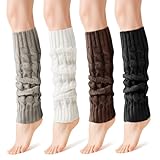 PT Haahoos Women Leg Warmers, 4 Pairs Fashion Cute Cable Knit Leg Warmers, Winter Warm Long Boot Socks, 80s Knee High Accessories
