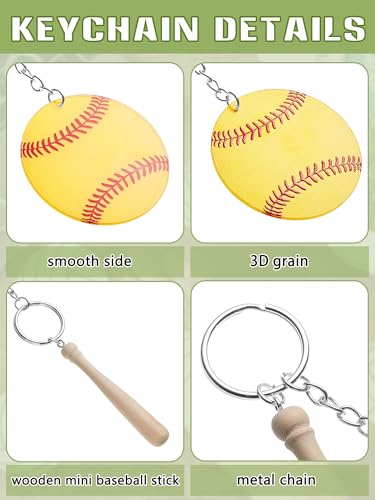 Taiyin 18 Set Large Size Baseball Softball Acrylic Keychain Bulk for Sublimation Vinyl Sticker DIY Softball Bag Tag(Yellow,Softball) - Thumbnail 4