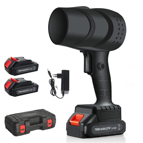 Soplador de Hojas, Soplador de Aire Eléctrico, Sopladora de Hojas con Bateria 2x1500mh, Turbo 120 km/h, Motor Escobillas, Sopladora de Aire Inalambrico Portátil para Jardín, Césped Exteriores (Negro)