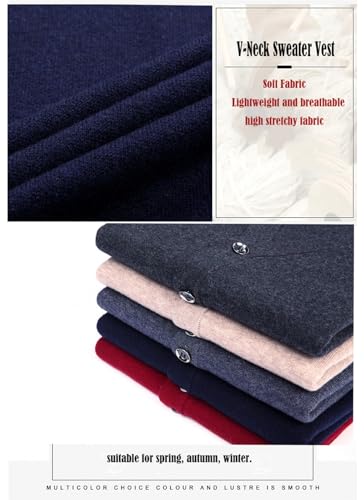 Chaleco de punto para hombre sin mangas cuello en V con botones ZUEVI 6