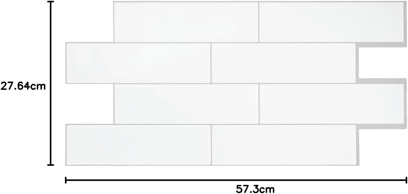 SMART TILES オスロ ホワイト XL タイル SM1135G-02-QG 幅22.5インチ 高さ10.88インチ