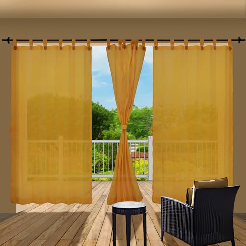 Image of HIPPO 180 GSM HDPE Outdoor Loop Curtain for Balcony & Patio Sun Blocking, UV Protection & Light-Filtering Curtains(Sunny-Yellow- 4.5FTX9FT) Pack of 2