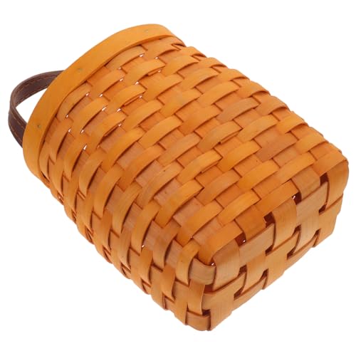 BAZEITFLOW Cesta Colgante de Madera Asas de Piel Cesta de Pared Pequeña para Almacenar Objetos Organizador Multifuncional para Cocina Baño y Sala para Almacenamiento