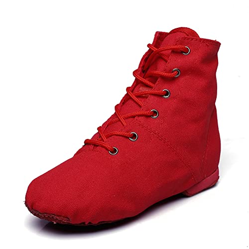 MSMAX Womens Jazz Dance Boots Lace Up High Top Character Shoes for Women - Split Sole Ankle Boots...