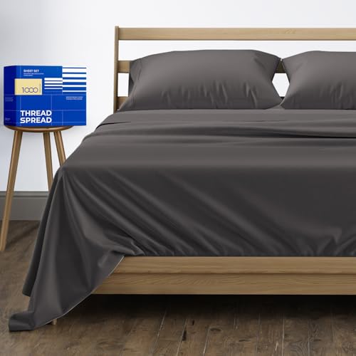 THREAD SPREAD 100% Egyptian Cotton Sheets King Size - 1000 High Thread Count Sheets King, 4 PC Luxury Hotel King Size Sheet Set, 16