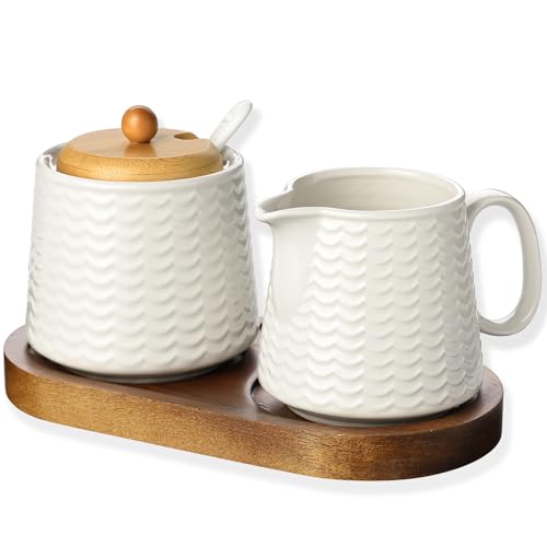 Ceramic Sugar and Creamer Set, Porcelain Coffee Serving Set with