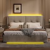 【Facile à monter】 : ce lit double est facilement assemblé selon les instructions. Toutes les parties de l'ensemble du cadre du lit sont clairement étiquetées et le matériel et les outils sont livrés dans une boîte, aucun outil supplémentaire n'est nécessaire.