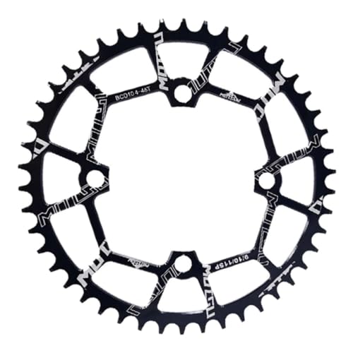 goucrro Bike Chainring 40T 42T 44T 46T 48T 50T 52T 104mm BCD Round Chainring Narrow Wide Tooth Aluminum Bicycle Chainring for Mountain Bike Road Bike MTB BMX (Black, 46T)