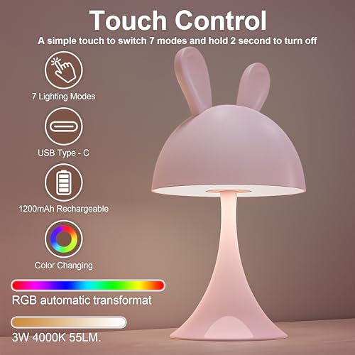 Lampe de table couleur RGB lapin, le cadeau de naissance idéal pour fille