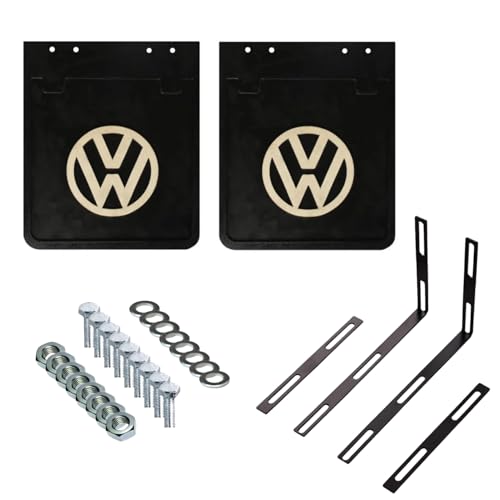 Mud Flaps with Brackets for VW Bug Black – Fits Type 1 Beetle 1950–1967 & VW T2 Bus 1968–1979 – Classic Splash Guards Kit – OEM 111821805B – VWC 25-3149