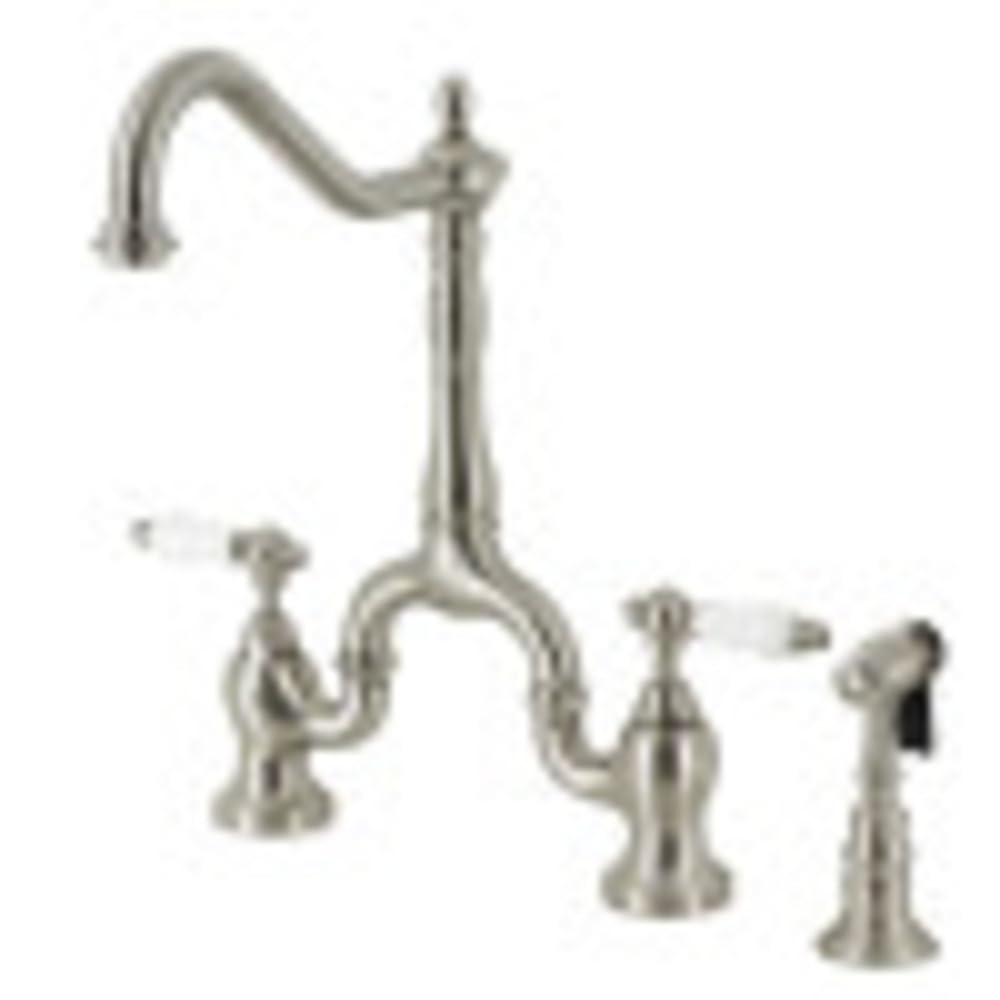 Kingston Brass KS7758PLBS English Country Bridge Kitchen Faucet, 8 x 8.25 x 14.5, Brushed Nickel