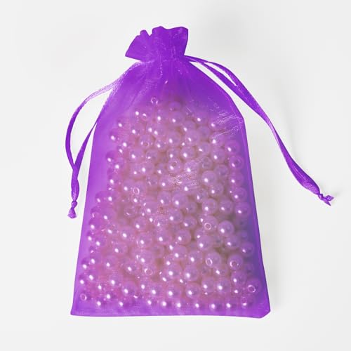 Image of 100PCS Purple Organza Bags, 4x6 Inch Small Mesh Bags Drawstring, Jewelry Gift Bag, Candy Bags for Party Wedding
