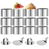 Vexnaro 12 Pezzi Coppapasta Tondi 8cm, Coppa Pasta Tondo, Anelli per Torte in Acciaio Inossidabile, Stampi Rotondi per Torta, Mousse, Dessert, Biscotti