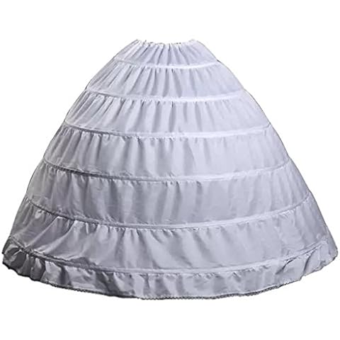 Dearta 6 Hoops Rings Quinceanera gowns petticoat underskirt crinoline White Cover