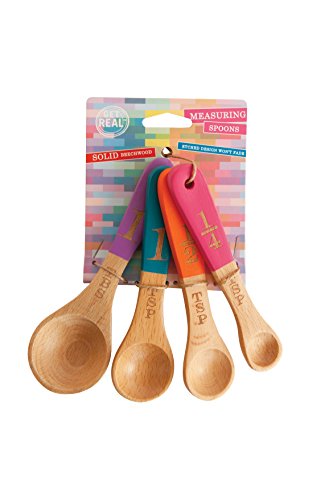 Talisman Designs Beechwood Measuring Spoons, 1-TBS, 1-tsp, 1/2-tsp, 1/4-tsp, 5.75-inches