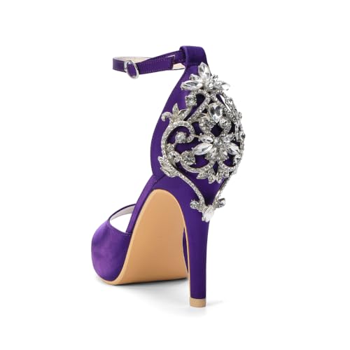Image of Lady Satin Dress Platform High Heels Wedding Sandals Crystal Back with Free Earrings