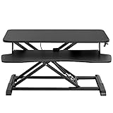 VIVO 32 inch Desk Converter, Height Adjustable Riser, Sit to Stand Dual Monitor and Laptop Workstation with Wide Keyboard Tray, Black, DESK-V000K, 32"