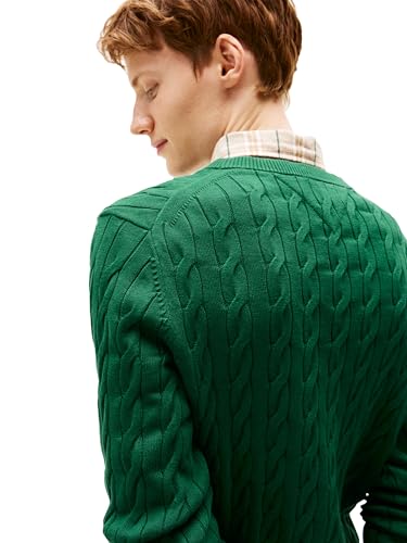 Image of Tommy Hilfiger Men's Cable Knit Crewneck Sweater Lightweight Pullover