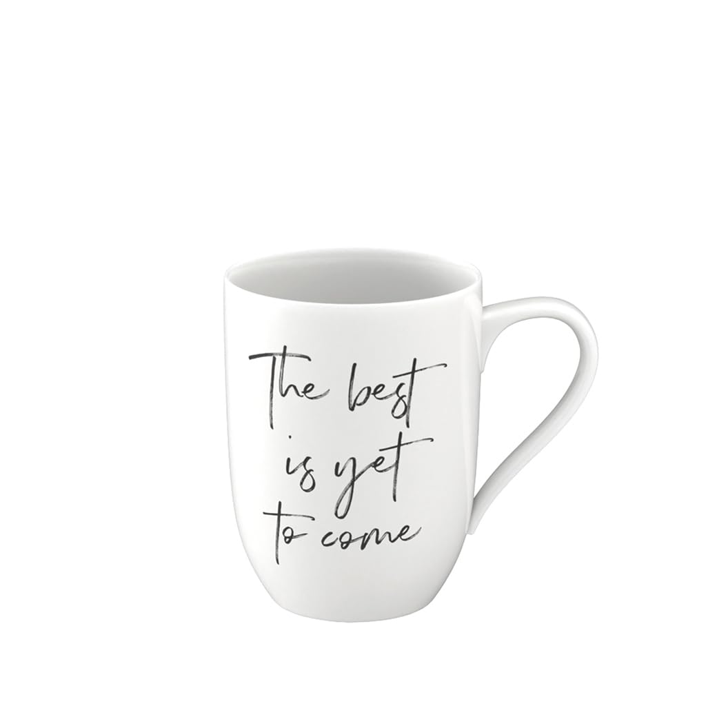 Villeroy & Boch - Statement, Mug, “The Best is Yet to Come”, 280 ml, Premium Porcelain, White, 1 Stück (1er Pack)