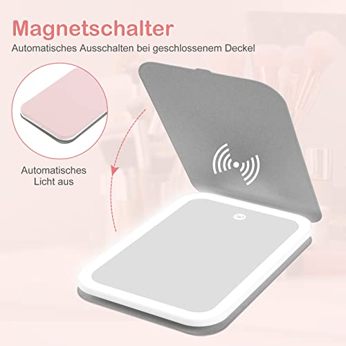 Luminar Bowo Vanity Mirror With Lights, Travel Makeup Mirror 360° Rotation Touch Screen 3 Colors Light Modes 72 Leds Usb Rechargeable, 1200Ma 5.5X8-Inch Desk Compact Mirror Pink #TOP5