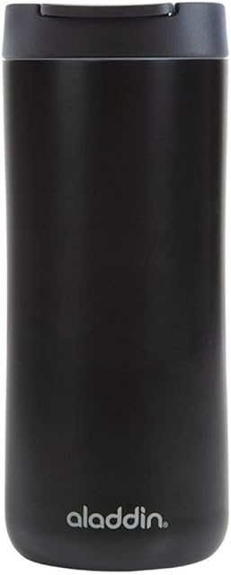 Aladdin Leak-Lock Thermavac Stainless Steel Mug 0.35L Matt Black  Leakproof - Double Wall Vacuum Insulated Cup - Keeps Hot for 3 Hours - BPA-Free Reusable Travel Mug - Dishwasher Safe