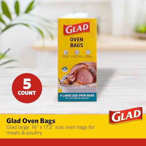 Glad Large Size Disposable Oven Bags, 16 x 17.5 In, 5 Count | Locks in moisture for tender roasts, fits standard meats and poultry, easy cleanup with no scrubbing - image 2