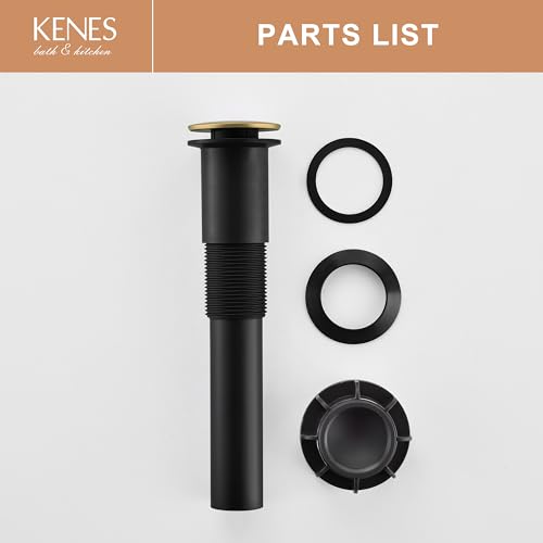 KENES Bathroom Vessel Sink Pop Up Drain Without Overflow Assembly, Lavatory Vanity Sink Drain Stopper, Anti-Clogging Drain Strainer, Brushed Gold, KE-P300A-4 by KENES - Used condition - Image 9