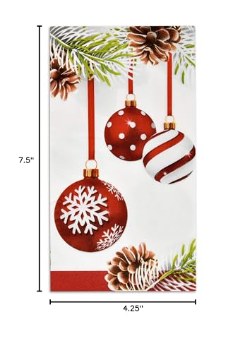 Gift Boutique 100 Christmas Ornament Guest Napkins Disposable Paper Decorative Elegant Xmas Dinner Hand Napkin For Home Kitchen Bathroom Wedding Holiday Decor – Image 7