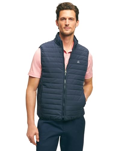 Brooks Brothers Men's Regular Fit Quilted Golf Vest, Navy, Medium