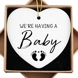We're Having a Baby Pregnancy Announcement Ornament Keepsake Sign Heart Plaque Best Gifts for Expecting Mom Dad New Parents Gifts Baby Announcements Ideas
