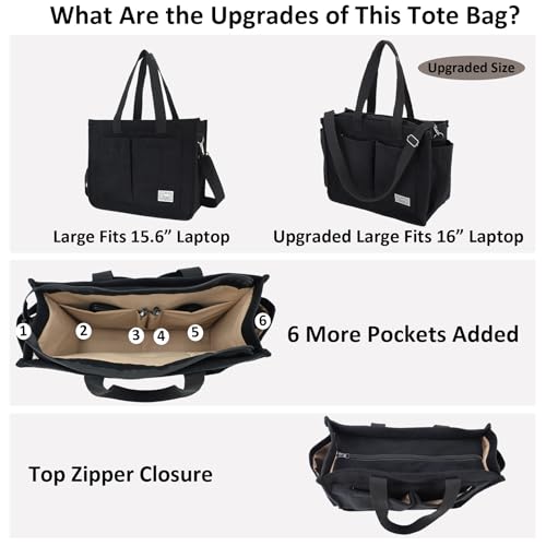 UERRUAM Tote Bag for Women with Pockets,Large Corduroy Crossbody Purse for Laptop,Work,College,Everyday,Travel 7