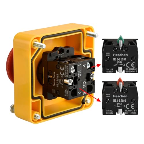 Heschen Red Sign Not-Stopp-Schalter, Druckknopf, 660 V, 10A, 1NO 1NC, mit Box (1)